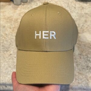 Burberry Tan Cap with White Embroidery